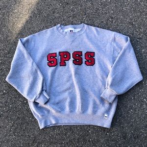 Vintage Russell Crewneck Sweatshirt Embroidered Spell out Made in USA Large